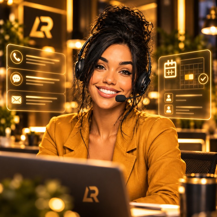 Em, LeadRamp's flagship agent, smiling in a headset.
