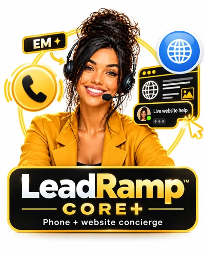 Em on your phone and website: LeadRamp Core+